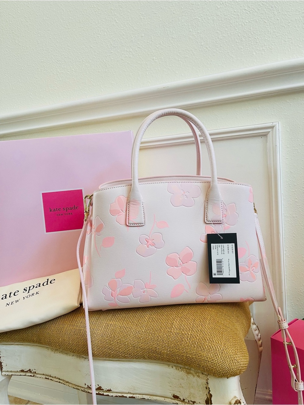 Kate Spade New York serena spring pansies embossed satchel - Picture 9 of 16